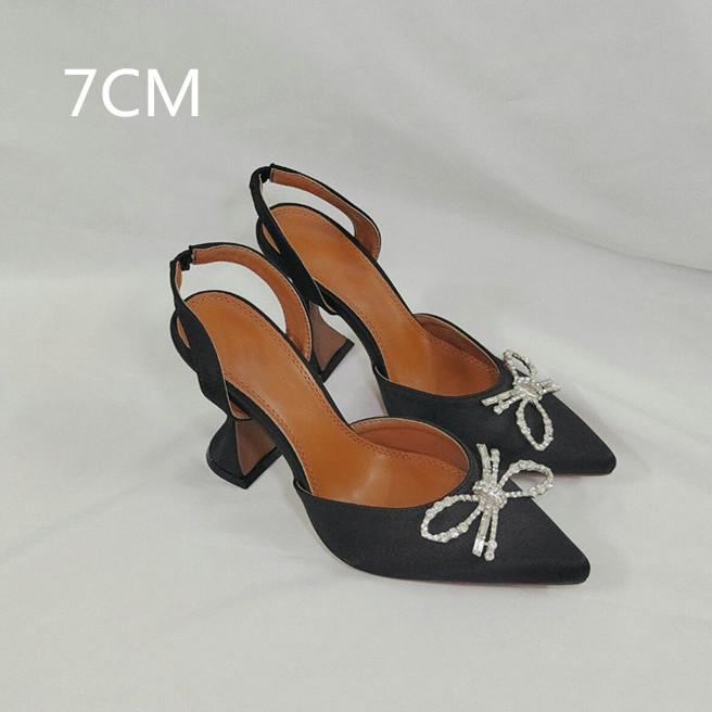 2025 Satin High Heels Women'S Bow Sexy Rhinestone Pointe Women'S Shoe Wine Glass Everything Stylish