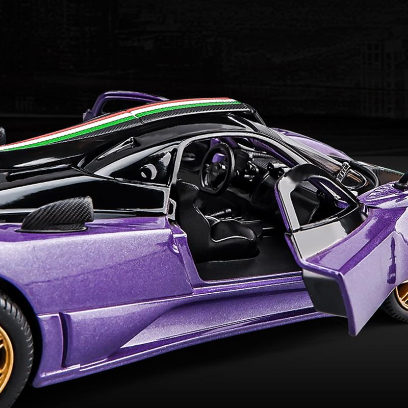 1:32 Scale Diecast Car Pagani Zonda Revolution Super Sport Car Metal Model, With Light Sound Pull Back Vehicle Toys Collection