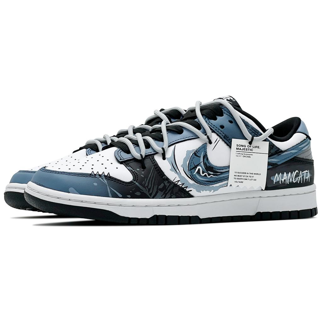 Nike Dunk Abrasion Resistant Abrasion Resistant Low top Skateboard Shoes Unisex Black White Blue HF5441-100(Team260-QD)