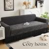 Husă nouă de canapea din flanel jacquard cu fustă cu volane, premium, elastică pentru toate anotimpurile, acoperire completă | Anti-zgârieturi pisici stil nordic