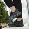 Męskie Buty Letnie Oddychające Casualowe Czarne na Platformie Podwyższające Sportowe Buty Taty Męskie Modne Lekkie Buty z Siateczki Flyknit