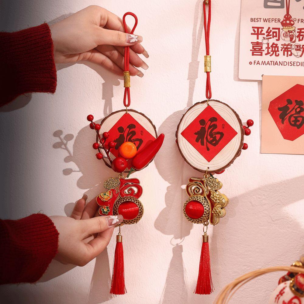 Traditional New Year Pendant Tassel Chinese Knot Wall Door Hanging Ornaments Bamboo Woven Good Luck Spring Festival Pendant