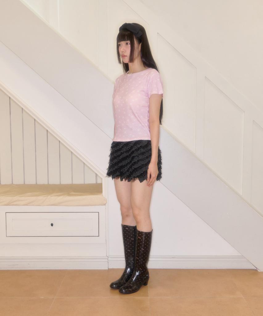 Syakili Nico Lace Tiered Mini Skirt (Black)