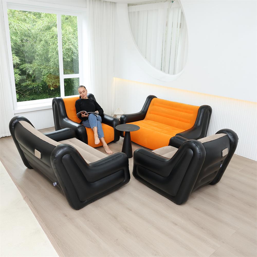 Folding Lazy Sofa,Inflatable Lounge Chair Thickened Durable Folds,Compactly Gaming Lounger Air Bench for Leisure Bed Sleeping