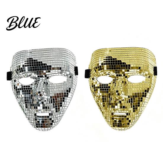 Lightweight Halloween Mask Disco Ball Mask Breathable Mirror Mosaic Masquerade Gold Face Glitter Party Costume for Dance Performance Club
