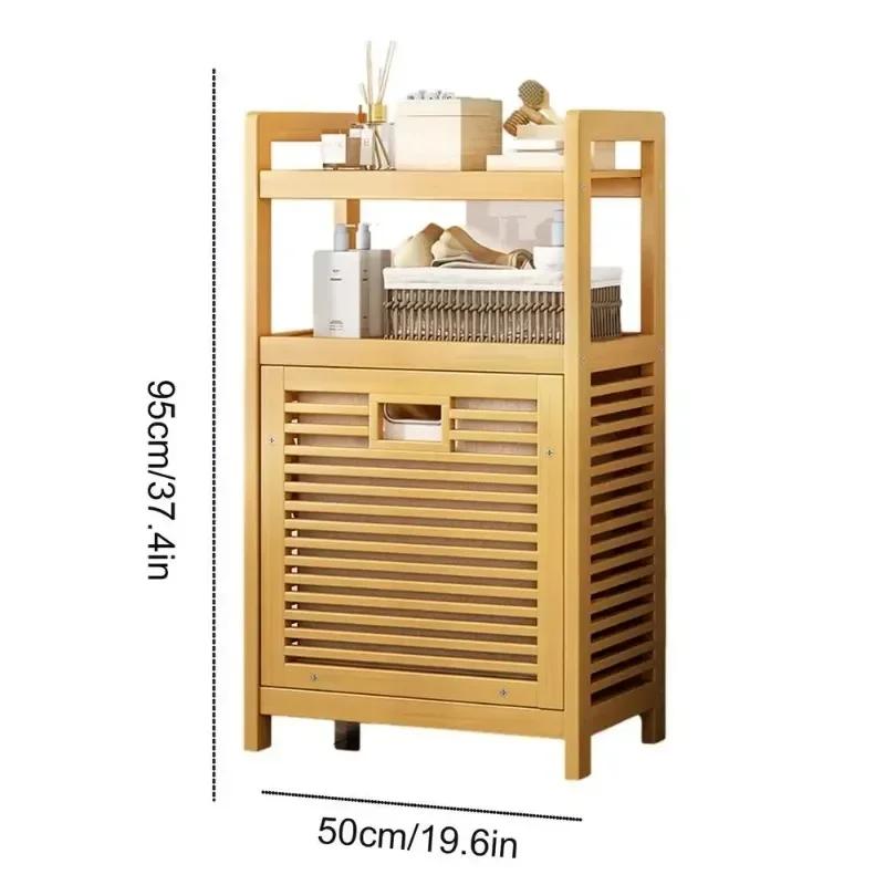 Laundry Hamper Dirty Clothes Storage Basket Pull-Out Floor Stand Bathroom Storage Shelf Cabinet Multi-function Laundry Basket