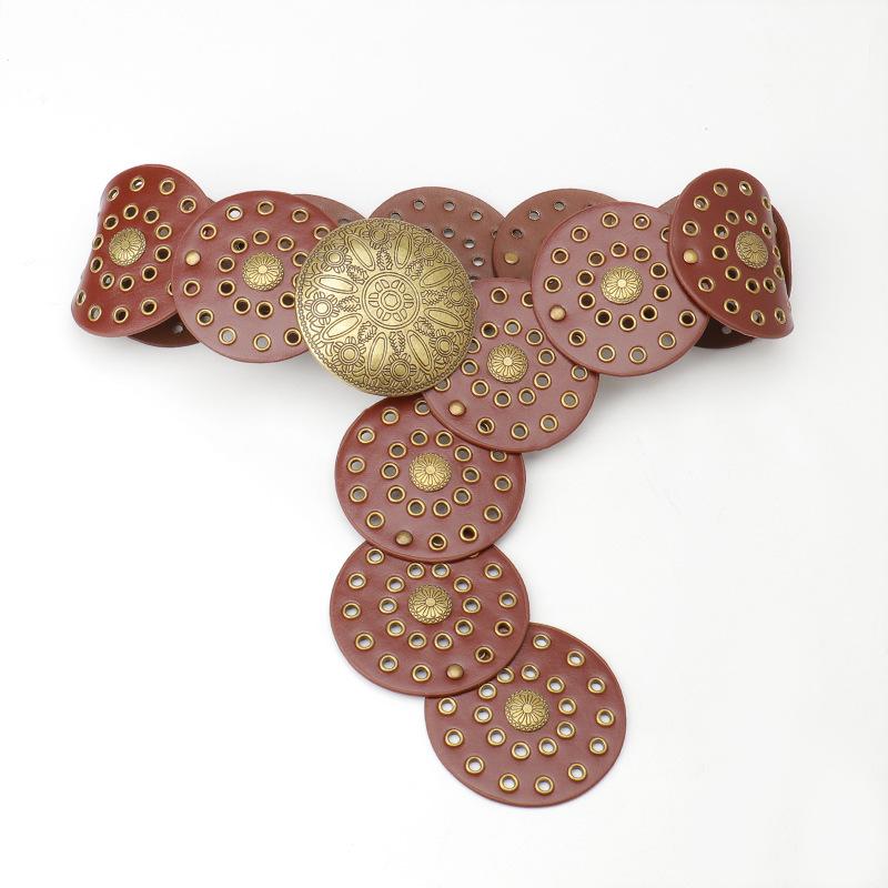 This Is A Fashionable and Versatile Retro Western Denim Belt with A Millennial Style Carved Waist Seal and Hollowed-out Decoration for Women