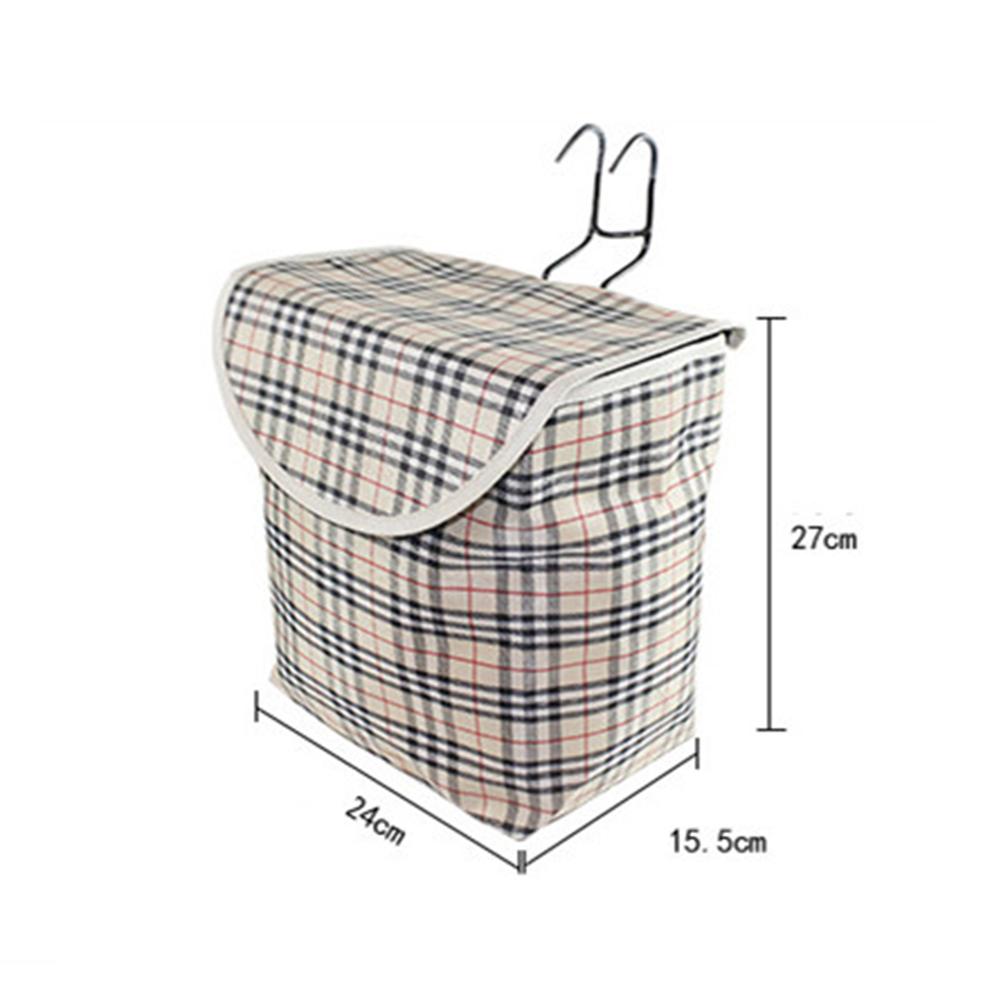 Plaid Bicycle Basket Waterproof Thickened Folding Canvas Front Basket With Cover 28cmx26cmx16cm
