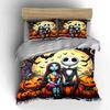 Halloween Couple with Pumpkins Bedding Duvet Cover Set Duvet Cover Pillowcases  (1*Duvet Cover 2*Pillowcases, Without Duvet Insert)
