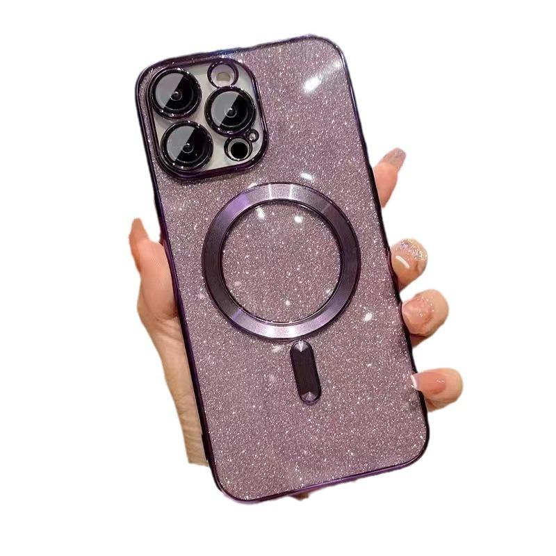 Geeignet für Ip16 Magnetische Handyhüllen, Apple 15/14 Pro, Galvanisiertes Glitcha 12, mit eingebauter Linsenfolie, Vollschutzzhülle