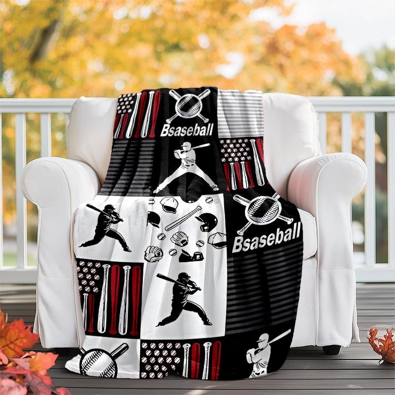 Baseball Theme Printed Blanket - Perfect for Couch, Bed, Travel & Outdoor Use | Machine Washable, Cozy & Durable.