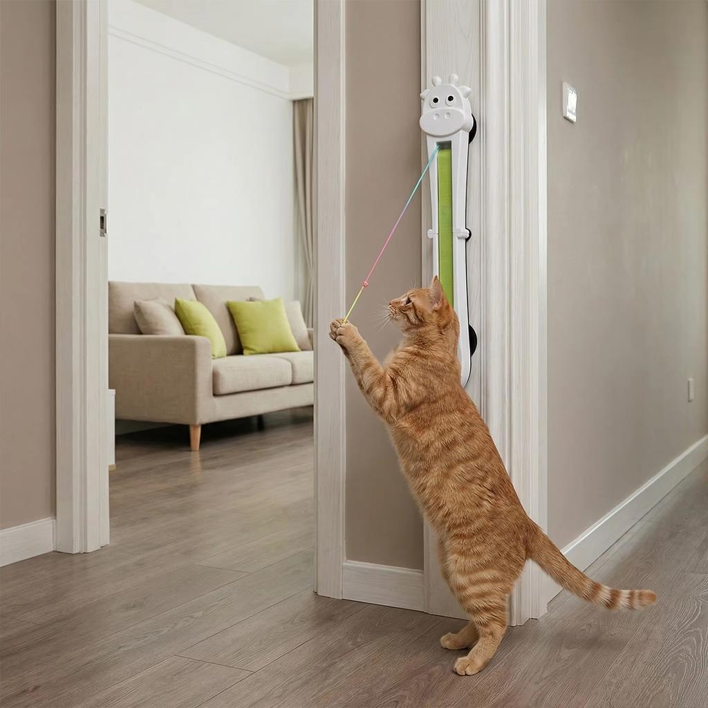 Interactive Indoor Cat Toys Electronic Cat Teaser Toy Wall Mounted Teaser Wand with Moving Rope Exercise Toy for All Age of Cats
