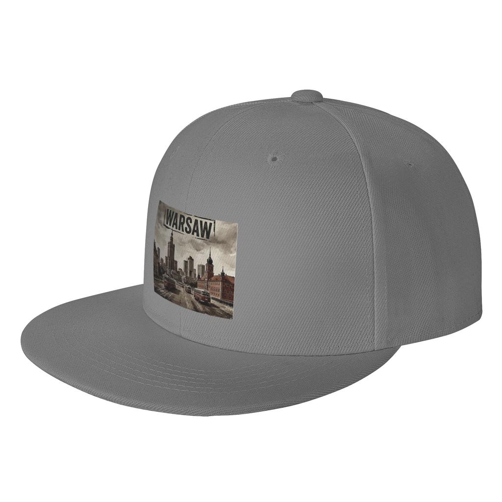 Fashion Warsaw Poland City Landmarks Vintage Travel Art Flat Brim Sun Hat Lazy Style Cap Unisex