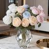 Multicolor Artifcial Rose Flower Green Leaves 7 Heads Simulation Rose Flower Photo Props Accesssories Floral Arragement