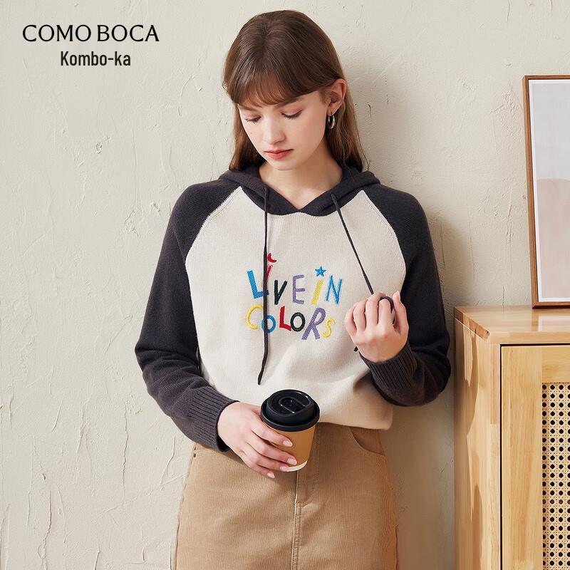 Komeng Boca Women's Hooded Color-block Wool Sweater
