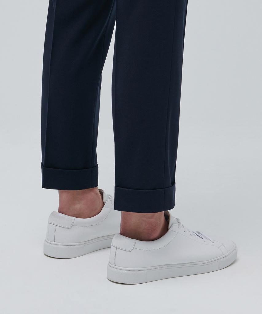Musinsa Standard Lightweight Tapered Turn-Up Hidden Banding Crop Slacks [Navy]