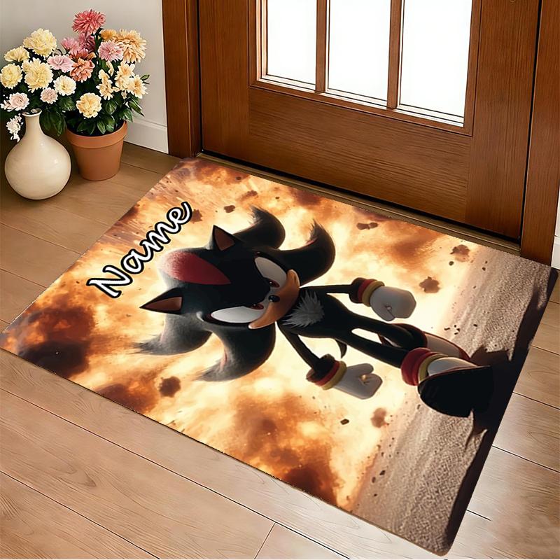 Personalized Name Shadow Sonic Living Room Non-Slip Area Rug Soft Carpet for Bedroom Playroom Sofa Office Home Decor Doormat