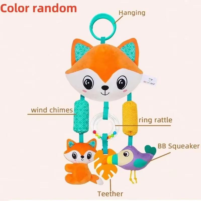 Wiszące Grzechotki Zabawki dla Niemowląt Kreskówkowe Zwierzę Spiralna Wisząca Zabawka z Dzwoneczkiem Zabawki do Wózka Samochodowego dla Niemowląt Noworodków