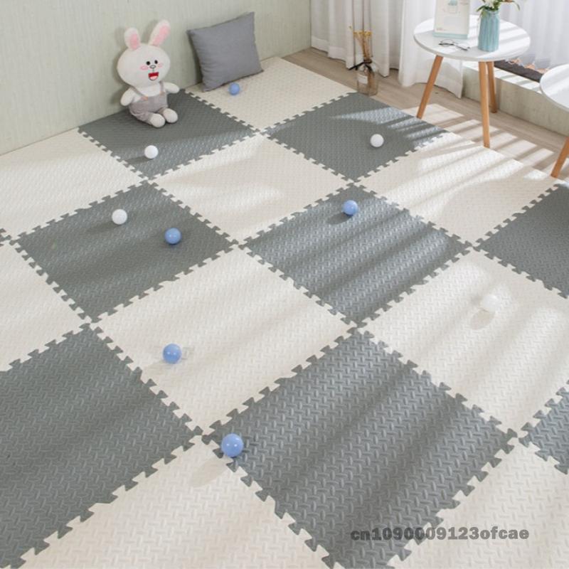 60*60cm 8 Pcs Tiled Flooring Children's Anti Fall Foam Play Mat EVA Non Slip Interlocking Floor Mat for Living Room Home Decor