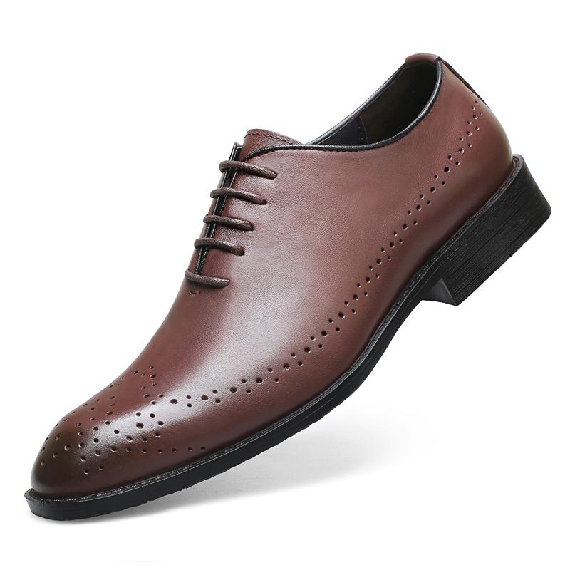 Fashion New Trend Genuine Leather Men's Brogue Shoes High Quality Mens Business Dress Shoes British Style Men Leather Dress Oxfords Shoe