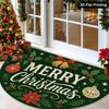 1Pcs Merry Xmas Typography Semi Circle Welcome Doormat Non-Slip for Outdoor Patio Porch Kitchen Bathroom Entryway Floor Mat