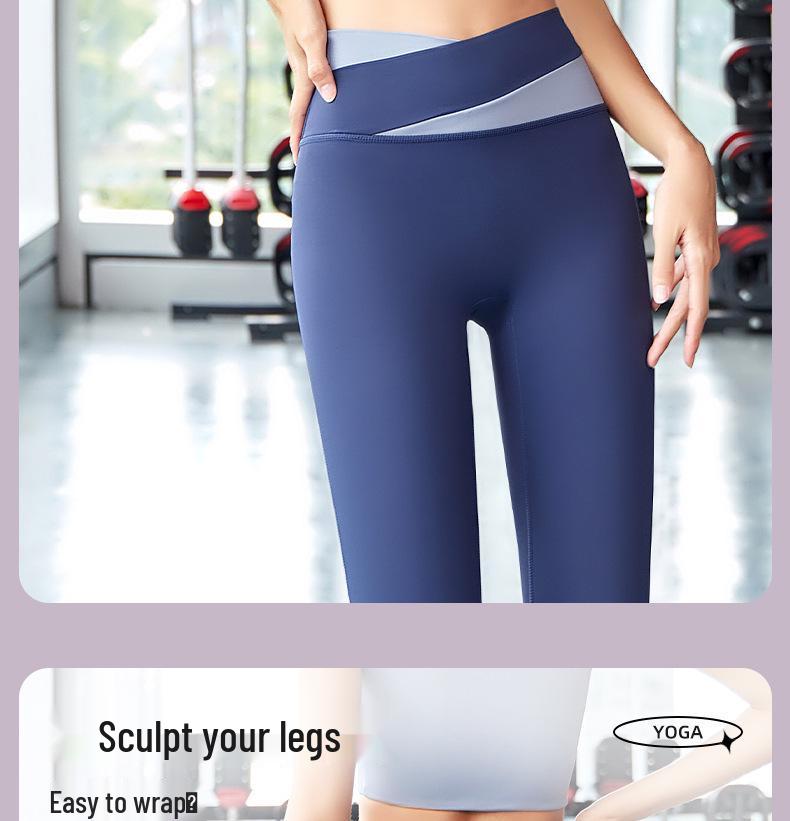 Women's Patchwork Color Block Fitness Set – Cropped Short Sleeve Top & High Waist Hip Lift Sports Pants for Spring/Summer Running & Workouts