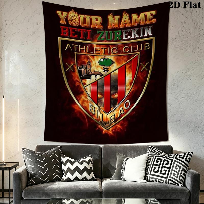 Custom Name Athletic Club Wall Tapestry Aesthetic Wall Hanging Printed Fabric Blanket Decorative Tapestries for Bedroom Living Room Home Decor