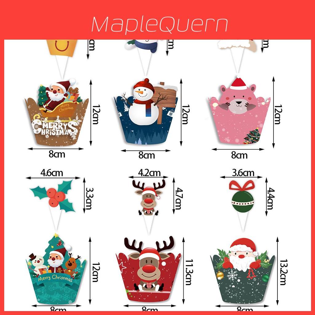 Christmas Cake Decor Paper Flag Set With Insert Cards For Holiday Celebration