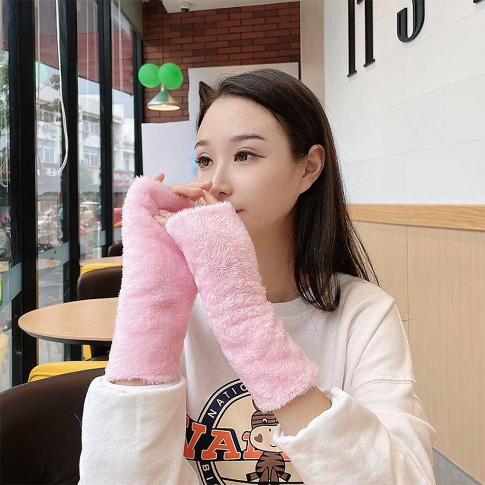 Fashion Women's Gloves Arm Warmers Keep Warm Half Finger Gloves Solid Color Fingerless Mittens Winter Autumn