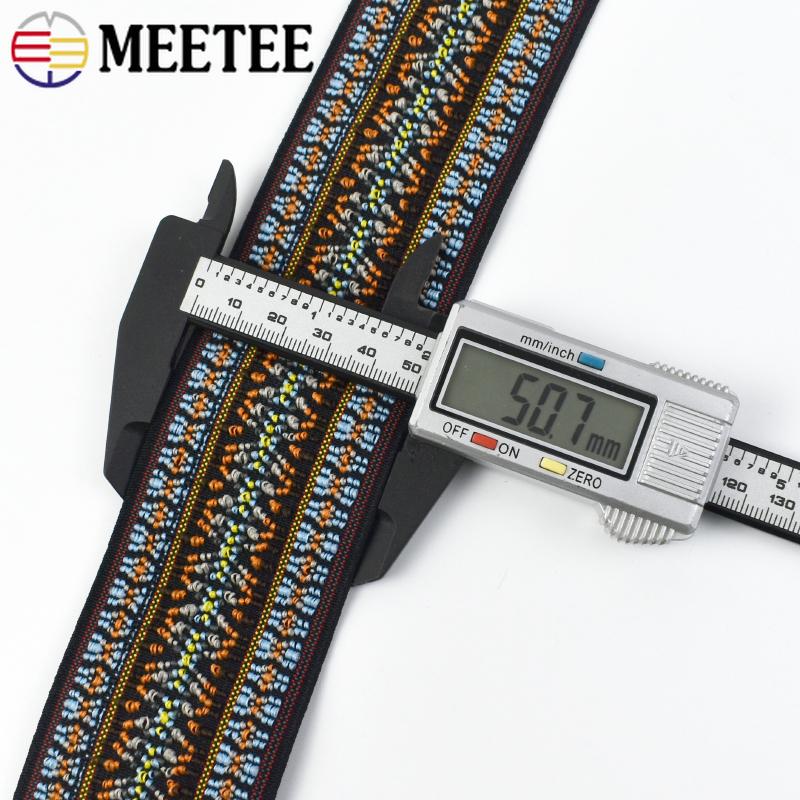 Meetee 2/3/5M Elastic Band 50mm Jacquard Stretch Webbing Ribbon for Trousers Waistband Rubber Bands Garment Sewing Accessories