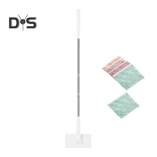 Automatic Cloth Clamp Mop with Rag 360 Degree Rotating Extended Mop Dry/Wet Dual-Purpose Household Cleaning Mop