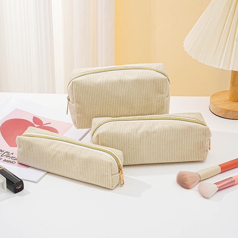 Minimalistisches Cord-Etui & Make-up-Tasche im koreanischen Stil - Große Kapazität, niedliches Design.