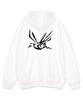 Astral Projection Crows Oversized Wide Shoulder Zip-Up Hoodie_White