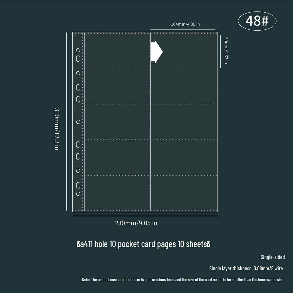 A4/A5 HD Transparent 4-Pocket Refill Pages for Star Cards - Thickened Inserts for 3-Inch Photo Card Albums