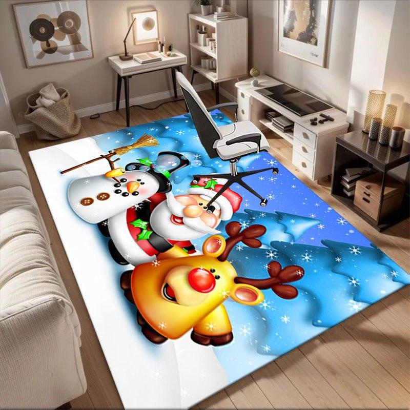 

Christmas Santa Claus Snowman Reindeer Winter Wonderland Kids Poster PrintOffice Mat Perfect for Home Decor Office Desk Chair Rugs Chair Car 60cm by 90cm