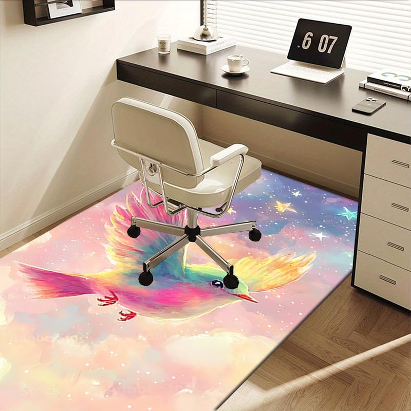 Colorful Bird Starry Sky Chair Mat Office Carpet, Oversized Rug for Home Decor, Suitable for Bedroom, Living Room, Various Rooms