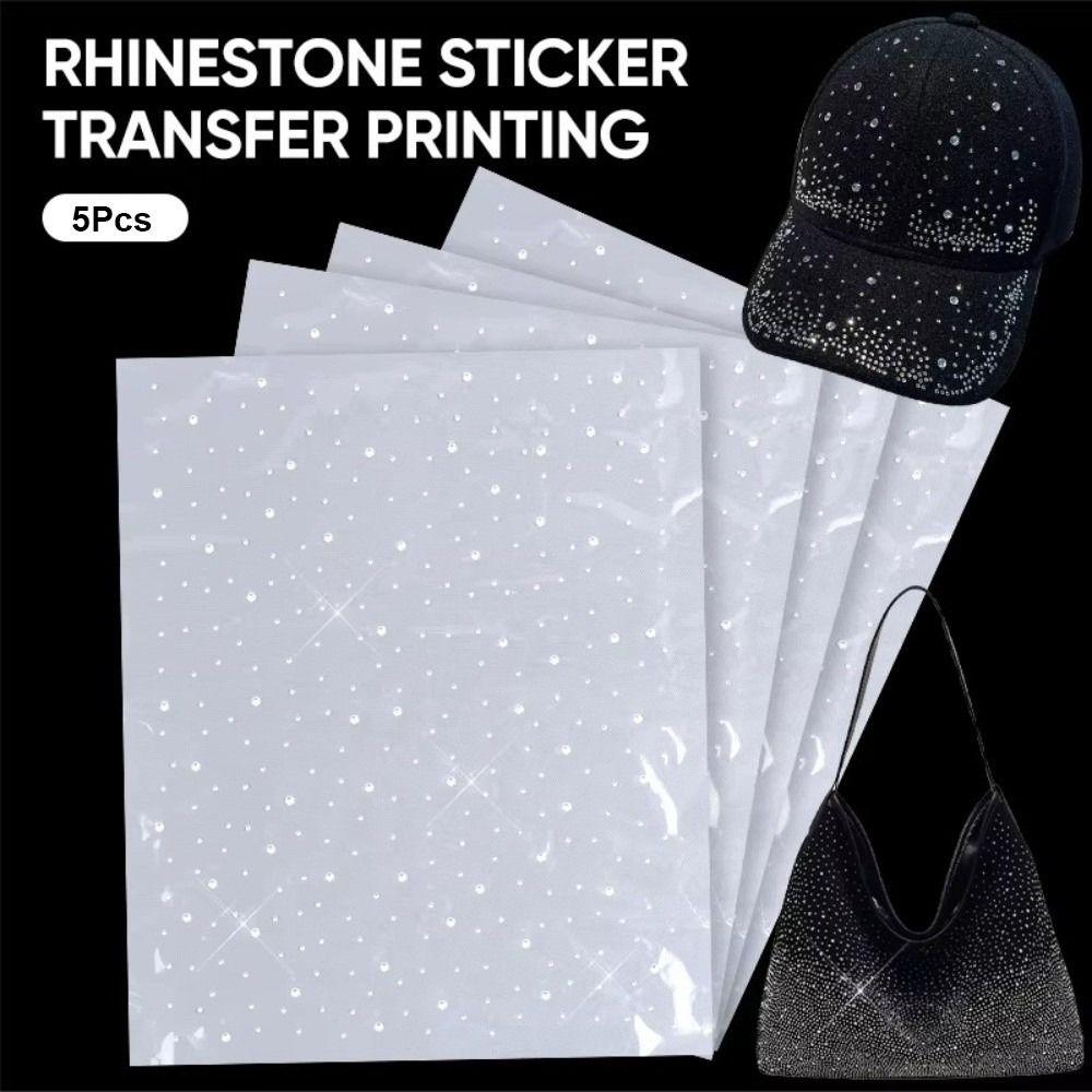 5 Sheets Gradient Polka Dot Self Adhesive Rhinestone Sticker Starry Sky Pattern Arts Crafts Iron-On Rhinestone Sheets DIY Bling