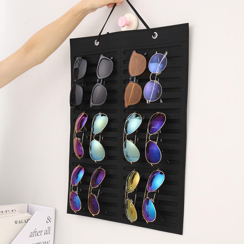 1pc Wall Mounted Black/White Foldable Glasses Storage Bag Sunglasses Glasses Box Hair Accessories Storage Hanging Bag