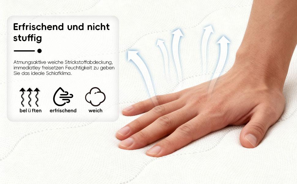3D breathable mattress independently wrapped, noise free, soft, sturdy, dual support, providing back care, size: 140 * 200cm, thickness: 23cm, white