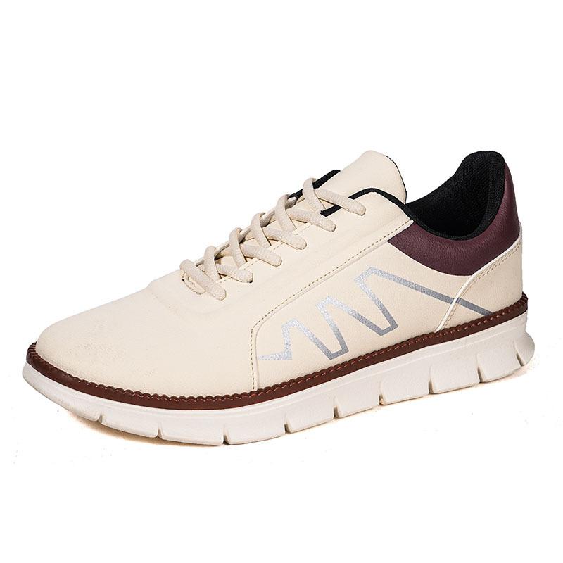 

Large size breathable new fly-woven mesh breathable casual shoes soft-soled sports shoes British style 46 бежевий