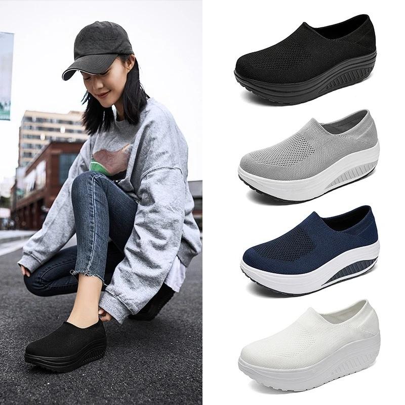 Women's Shoes New Comfort Sports Shoes Slip on Ladies Loafers Wedges Platform Shoes Women's Vulcanized Shoe Breathable Sneakers