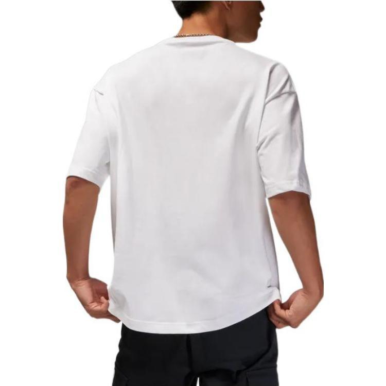 Jordan T-shirty Essential Flight Męskie Białe z Okrągłym Dekoltem Umiarkowany Prosty Krój DZ7314-100