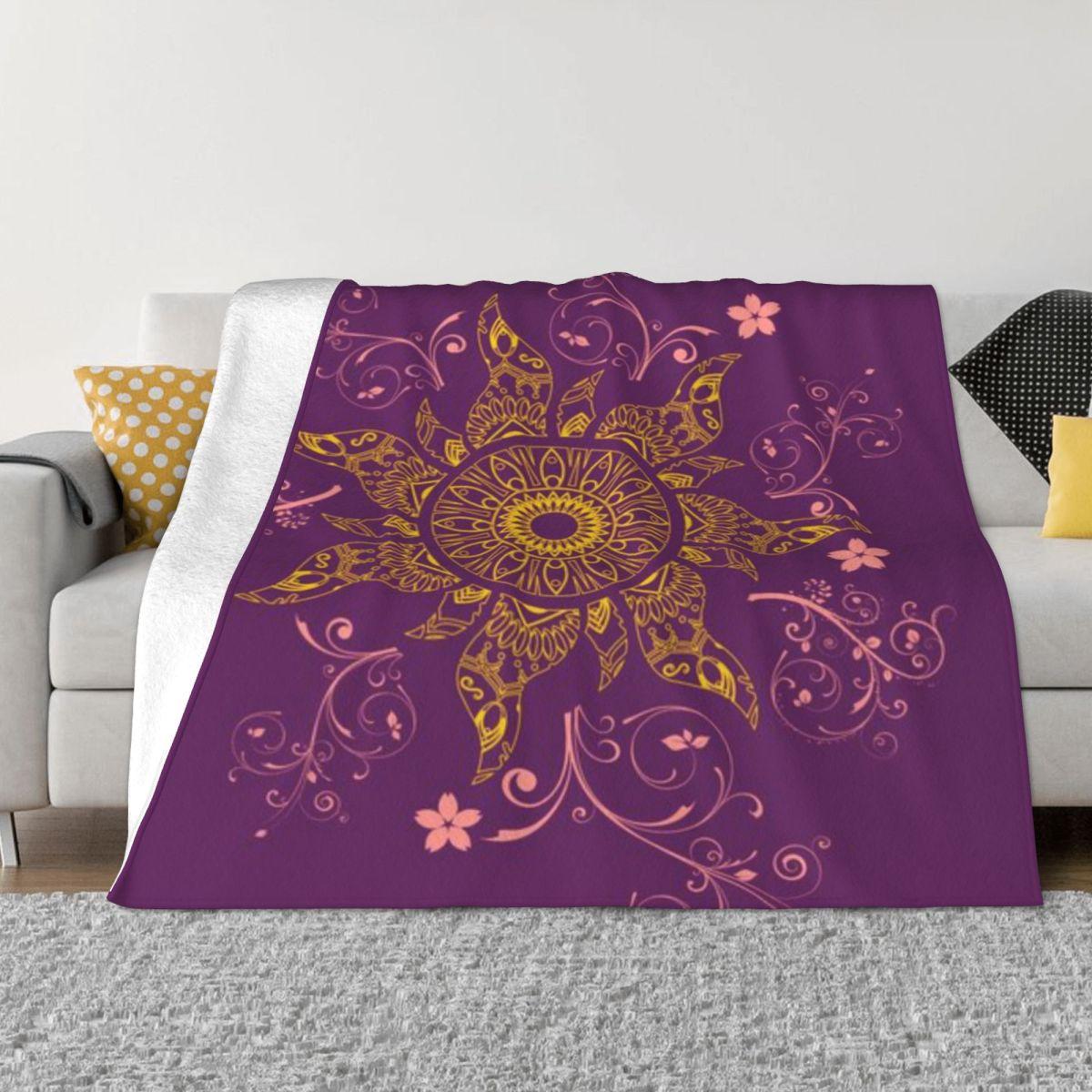 Mandala Gold Flower Personalized Gift An Ultra-Soft Micro Fleece Blanket 50x60in