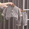 Autumn and Winter New Kids' Clothing Lightweight Homewear Outdoor Two-piece Set for Boys, Cozy Winter Outfit for Babies