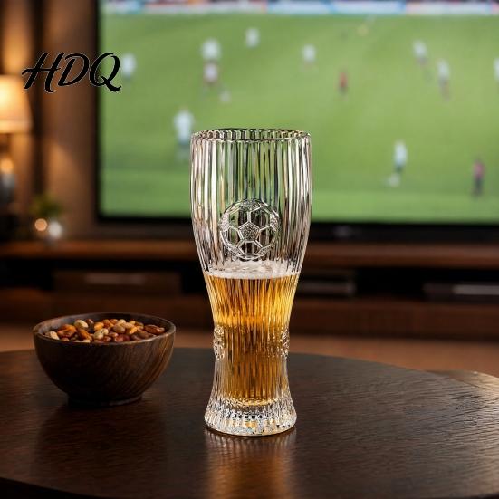 Thick Soda Lime Glass Football Beer Glass 300ml/450ml Capacity Transparent Craft Mug Stain Resistant Glassware for Home Bar Soccer Tumbler