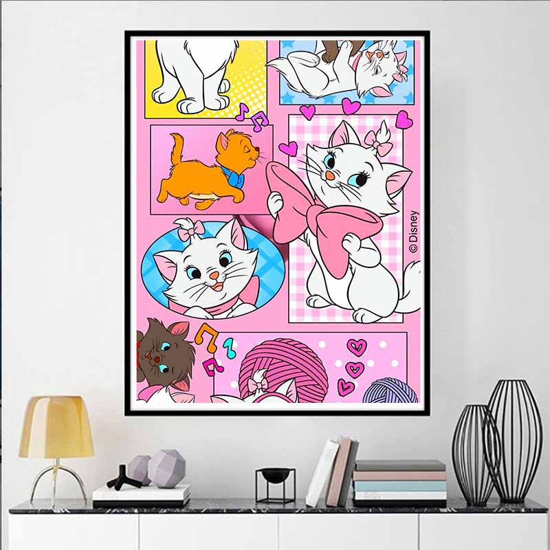 Disney Diamond Painting 5D DIY Kitty Adventure Illustration Art Mosaic Embroidery Decoration Cross Stitch Gift