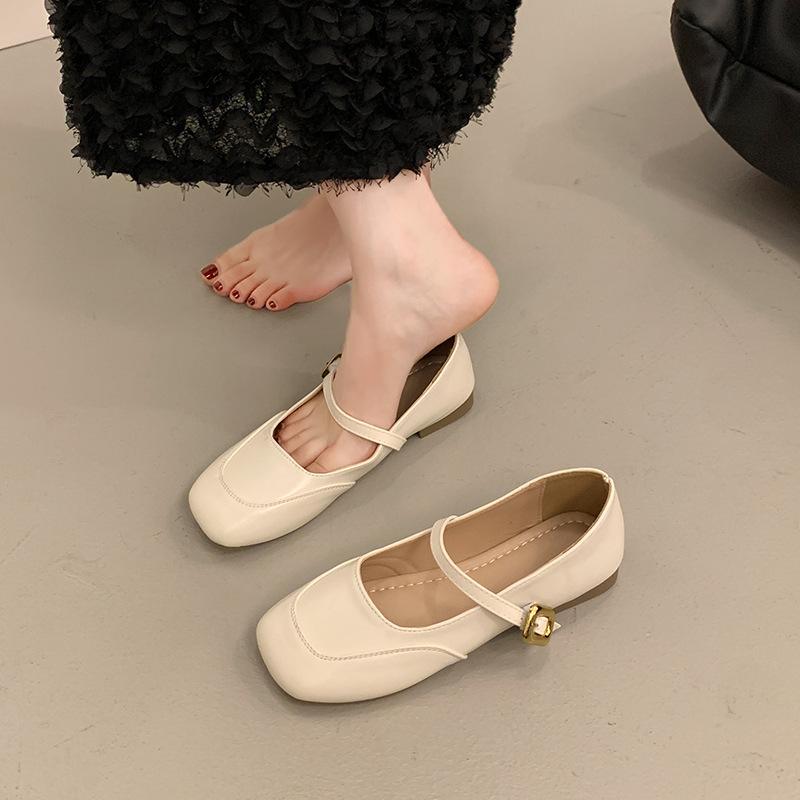 Silver Mary Jane shoes women's head French word with thick heel temperament gentle light mouth 2025 new single shoes flat bottom