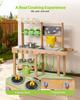 Mud Kitchen, Outdoor Mud Kitchen for Kids, Wood Outdoor Play Kitchens with Spoons, Sink, Sunshade Canopy, Swivel Wheels, Cookware Pots and