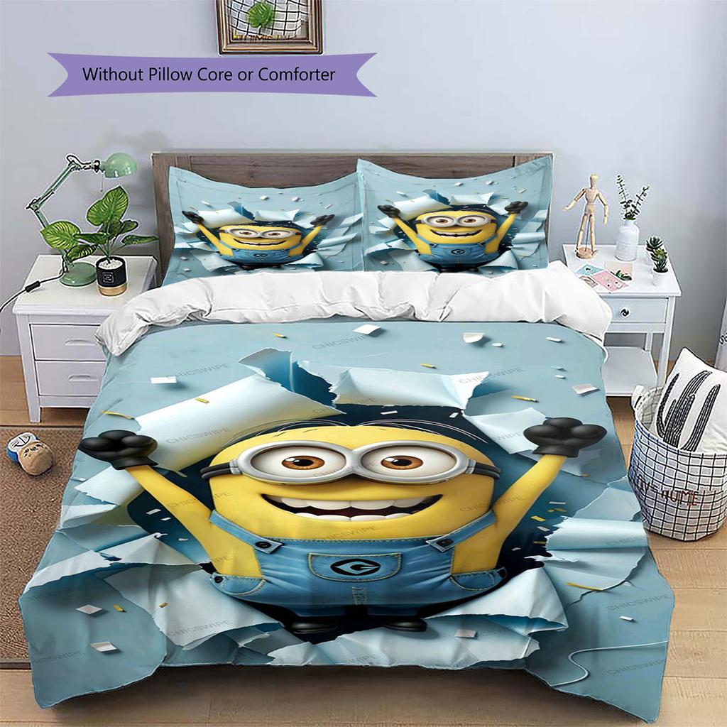 Jorge The Minion's Adorable Greeting: A Comfortable and Cozy Bedding Set—the Perfect Choice To Decorate Your Bedroom.