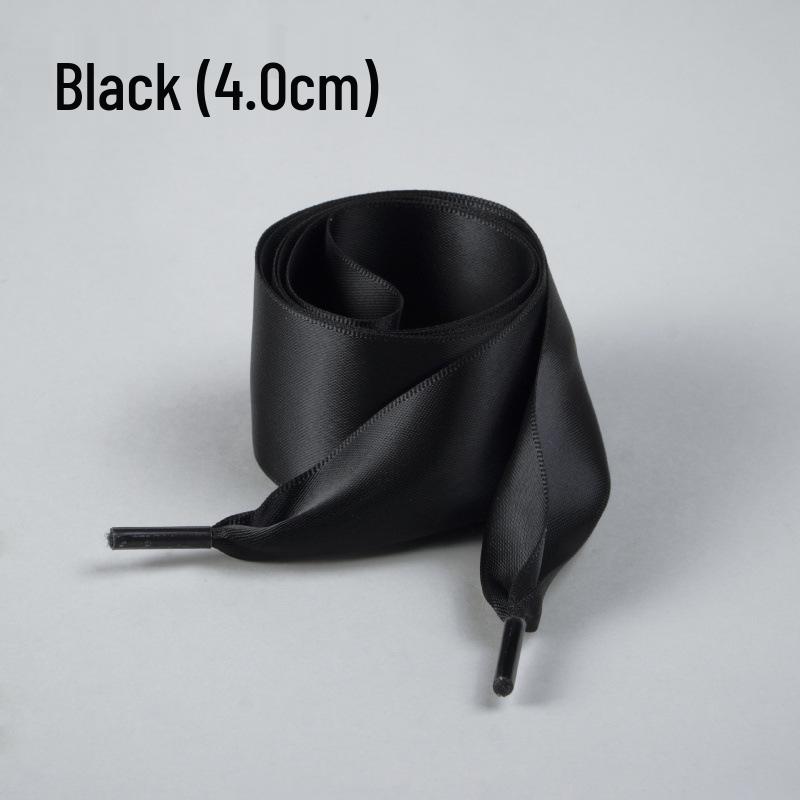 Silk Ballet Style Wide Flat Shoelaces with Bow, Suitable for Wide Holes In White or Black